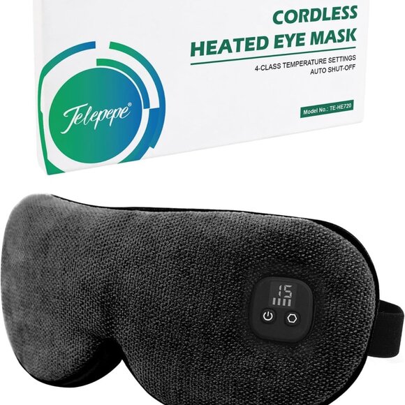 Heated Eye Mask for Dry Eyes, Cordless Warm Eye Compress, 4 Heat Levels NWT - Picture 1 of 9